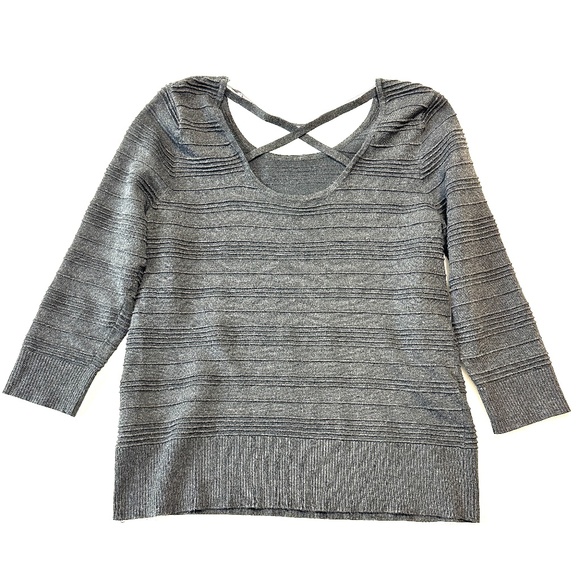 Spense Women’s Gray Textured Sweater Size Large 3/4 Sleeve Pullover Knit - Picture 5 of 6